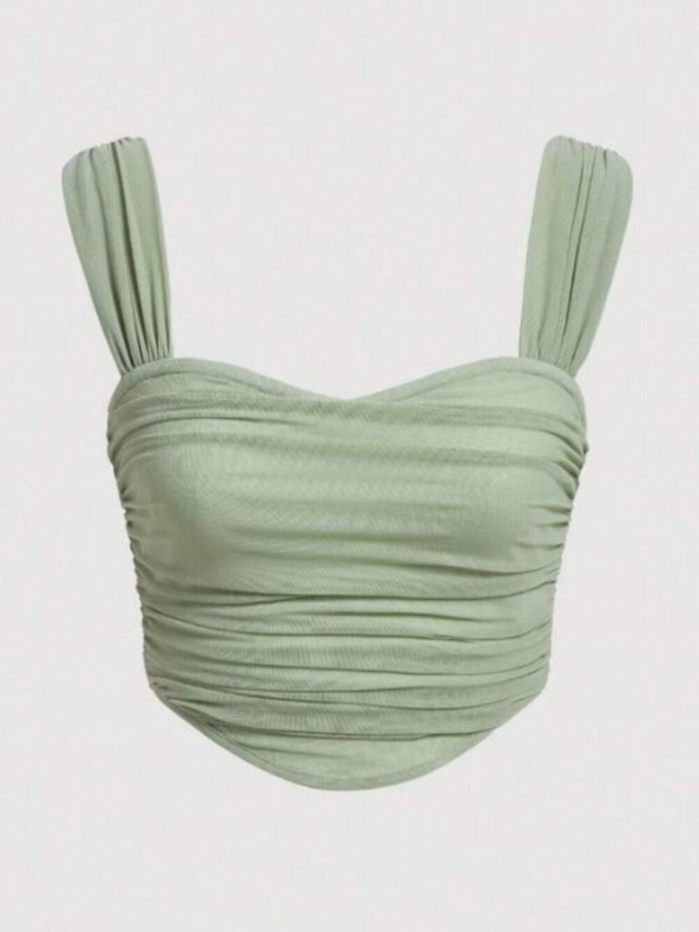 SHEIN MOD Solid Ruched Crop Wide Straps Top